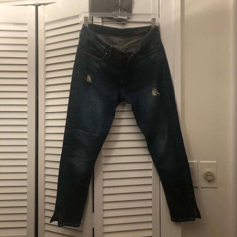 BlankNYC women skinny distressed jeans leg zip - Picture 1 of 7